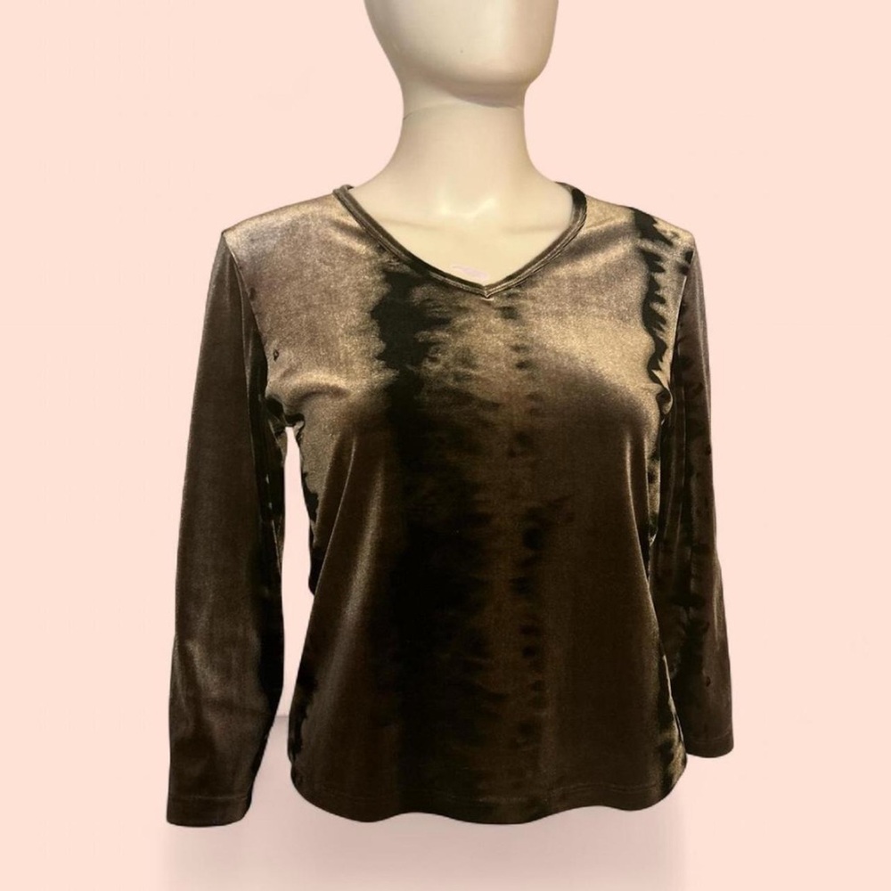 Vintage Brown Velvet Quarter Sleeve Top